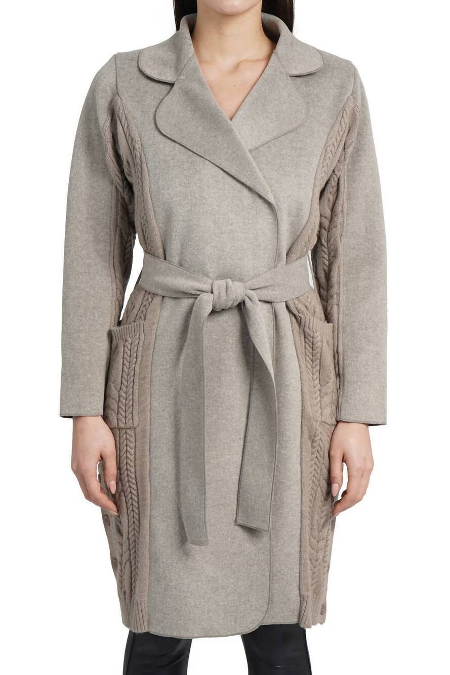 NEW LOVE TOKEN callie long sleeve sweater coat in taupe